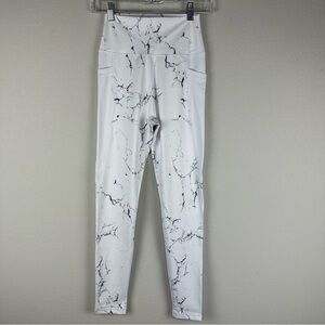 NEW BuffBunny White Black Marbled Elysium Athletic Athleisure Leggings Medium